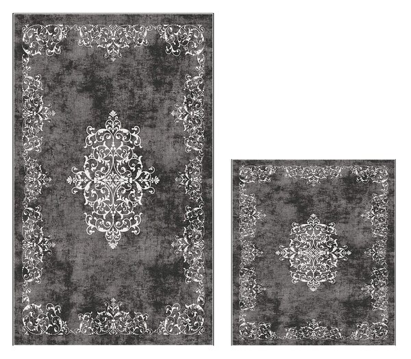 Set 2 covorase baie 510616, forma dreptunghiulara, poliester, gri