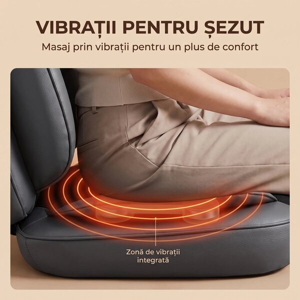 Saltea masaj corp intreg 5-in-1 cu role Shiatsu, vibratii si incalzire