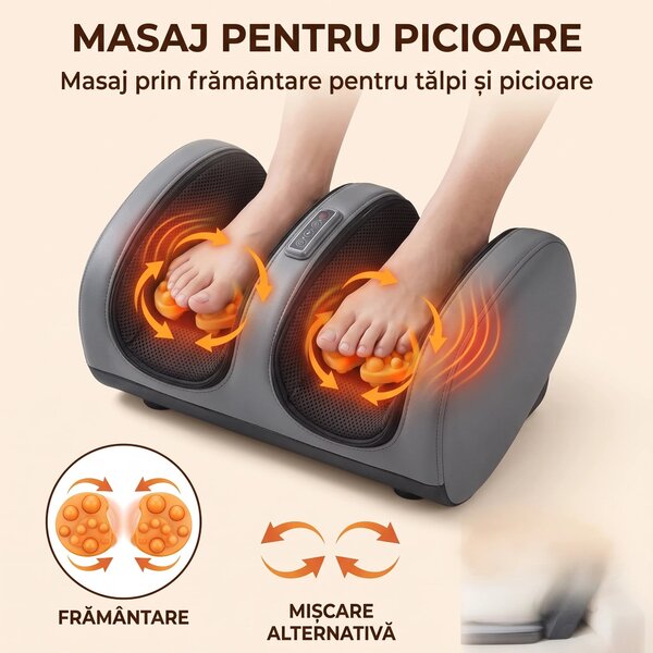Saltea masaj corp intreg 5-in-1 cu role Shiatsu, vibratii si incalzire