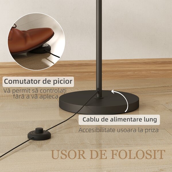 HOMCOM Lampada da Terra Regolabile Telecomando e Timer 1h Paralume Girevole Nero | Aosom Romania