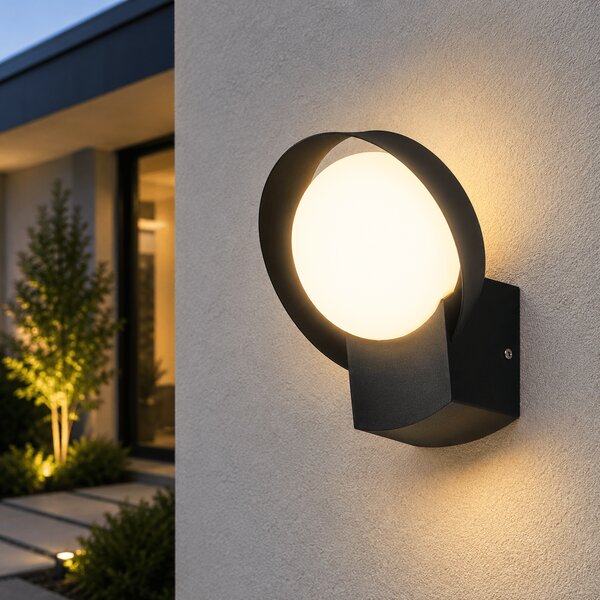 Aplica LED Exterior Erste Hathor 16W IP54 Negru Mat - Iluminat Arhitectural Modern Eficient pentru Fatade si Terase, Design Geometric Robust