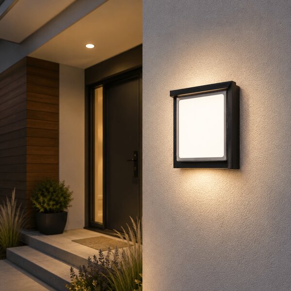 Aplica LED Patrat Erste Siera 12W 6000K IP65 - Corp Iluminat Exterior Modern 170x170x90mm - Rezistent la Apa pentru Fatade, Garaje si Securitate