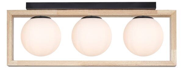 Plafonieră modernă Klausen Artful PL3, 3xE27, lemn natur, 66x15x24.5 cm, corp de iluminat elegant pentru living, dining sau hol, design contemporan