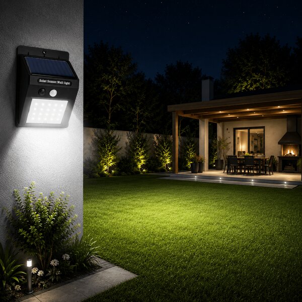 Aplica Solară Mini LED Homelight cu Senzor Mișcare IP44, Iluminat Exterior Autonom, Eficientă și Compactă pentru Grădini și Alei, Montaj Ușor