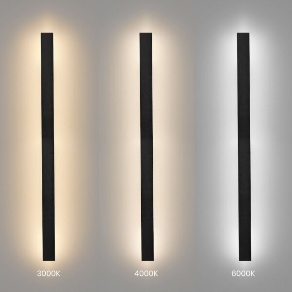 Aplica LED de exterior WOW, 20W, 230V, 3000/4000/6000K, 120 cm, IP54, negru