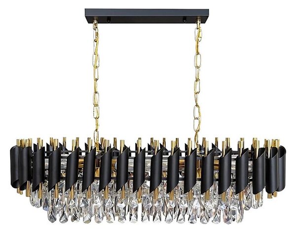 Candelabru suspendat pe lanț CRISTAL 10xE14/10W/230V negru/auriu