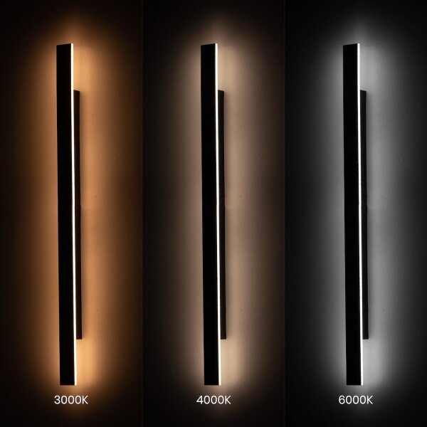 Aplica LED de exterior WOW, 20W, 230V, 3000/4000/6000K, 120 cm, IP54, negru