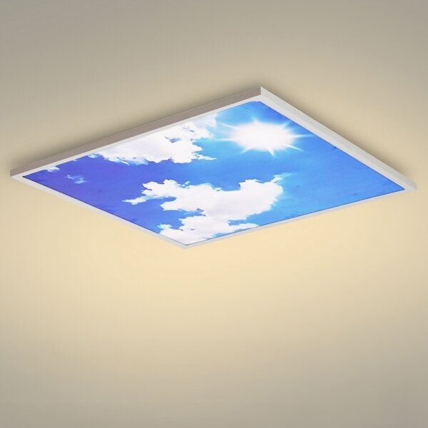 Brilagi-LED SLIMFRAME SKY – corp de iluminat LED dimabil, 58W, 230V, 60x60 cm, argintiu/albastru + telecomandă