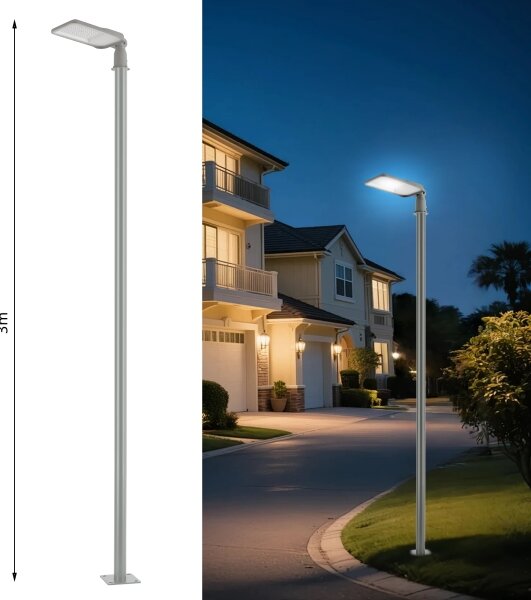 Brilagi-LED Lampă de exterior cu stâlp și cablu de 3 m URBANLIGHT LED/100W/230V gri IP65