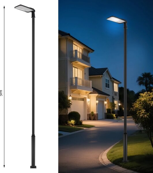 Brilagi-LED Lampă de exterior cu stâlp și kl. 5 m URBANLIGHT LED/200W/230V negru IP65