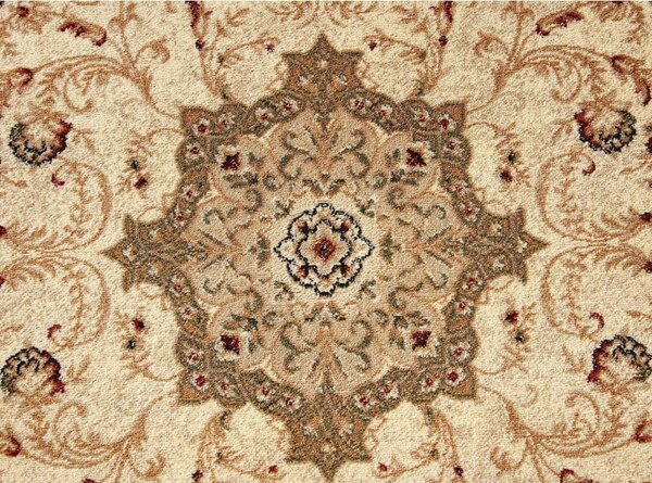 Covor Clasic Sufragerie, Model Lotos 523 100, Bej Crem, Oval Oval, 50x80