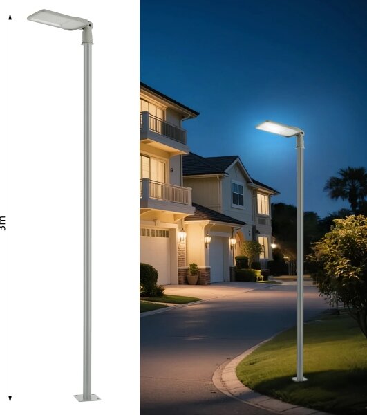 Brilagi-LED URBANLIGHT - Lampă de exterior cu stâlp și cablu 3 m, LED 200 W, 230 V, gri, IP65