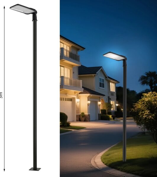 Brilagi-LED Lampă de exterior cu stâlp și kl. 3 m URBANLIGHT LED/200W/230V negru IP65