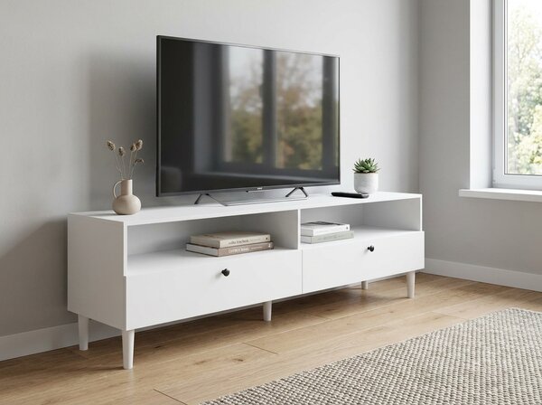 Comoda TV cu raft si dulapuri DULLUM 200x58cm, alb