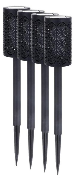 Set 4 buc. lămpi solare LED DECOR, 1,2 V, 150 mAh, 3000 K, 39 cm, IP44, negru