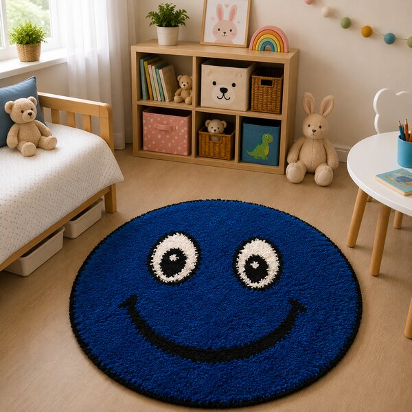 Covor Fantasy Smile, Albastru, 67x67 cm, Rotund, 2550 gr mp