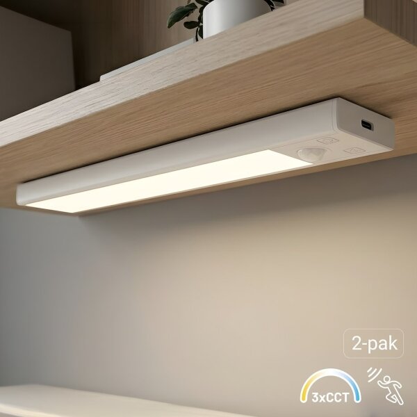 Set de 2 corpuri LED reîncărcabile pentru mobilier cu senzor VIRO, LED/1W/800 mAh, 20 cm, CCT, alb