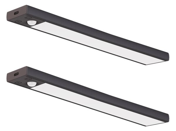 Set 2x iluminare LED reîncărcabilă pentru mobilier cu senzor VIRO, 1,2 W, 800 mAh, 30 cm, CCT, negru