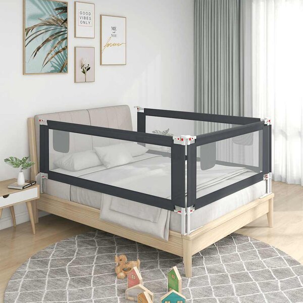 Bariera de Protectie Pat pentru Copii, 200 x 68 cm, Pliabila, Textil, Gri