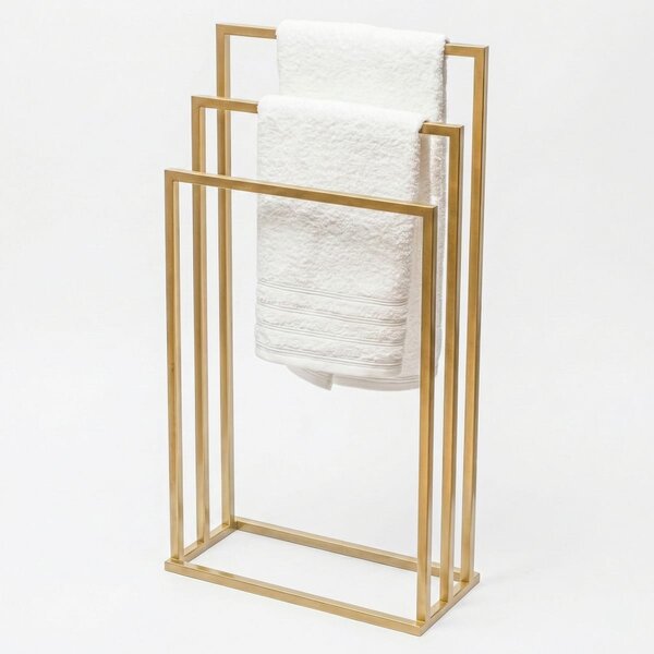 Suport pentru prosoape din metal, auriu mat, cu 3 bare, stabil si elegant