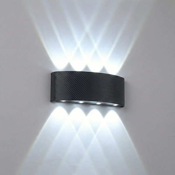Aplica perete exterior LED 8W, finisaj negru, modern, culoare alb rece