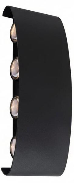 Aplica perete exterior LED 8W, finisaj negru, modern, culoare alb rece