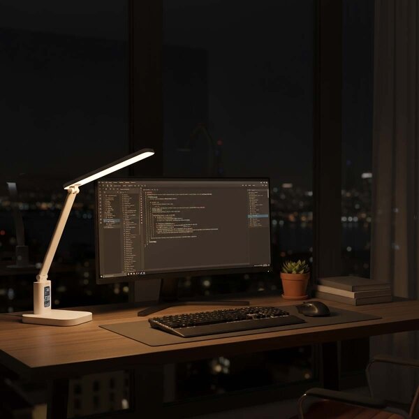 Nedis LTLRC10WT - Lampă LED reîncărcabilă, reglabilă, cu display 7,5W/1200 mAh 3000/4000/5700K albă
