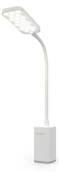 Nedis LTLR10WT - Lampă de birou cu clemă, LED reîncărcabilă cu dimmer tactil, 5W/1200 mAh, albă
