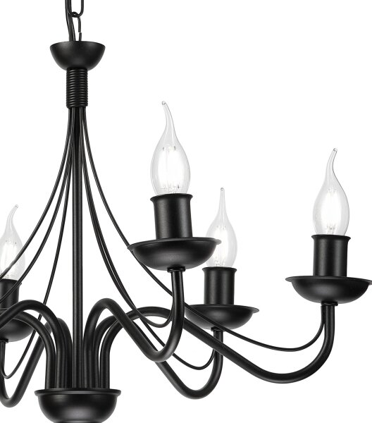 Candelabru cu lanț ANTON 6xE14/60W/230V, negru