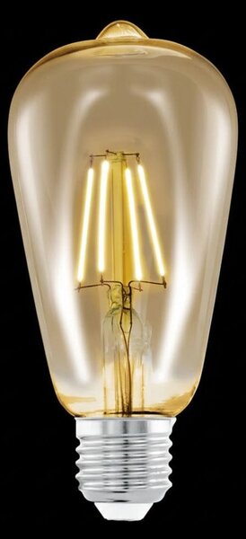 Bec LED E27 Vintage ST64 6W, Sticlă Amber, Lumină Alb Cald, Filament Decorativ