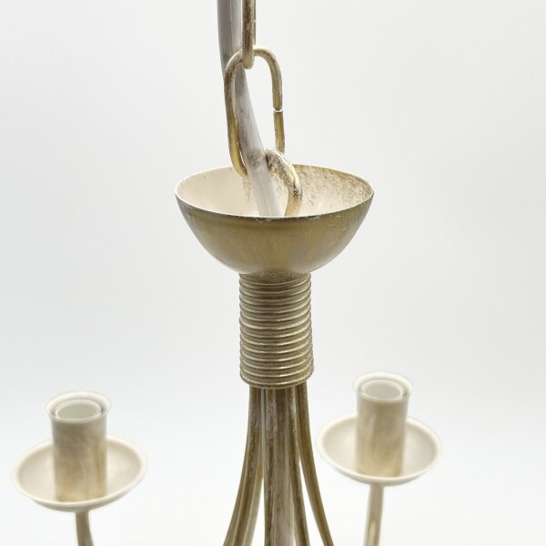Candelabru suspendat pe lanț ANTON 8xE14/60W/230V, finisaj alb patinat