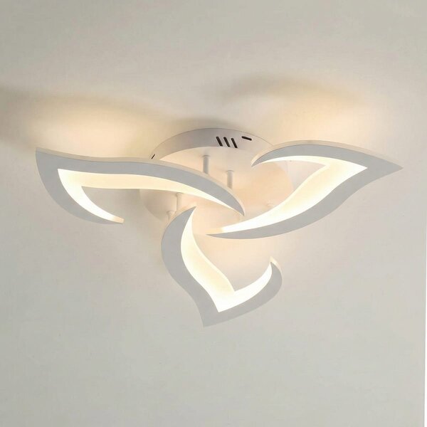 Lustra LED tavan Mini Narcisse alba, cu telecomanda, echivalent 250W, design floare, pentru living