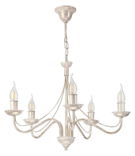 Candelabru cu lanț ANTON 5xE14/60W/230V alb patinat
