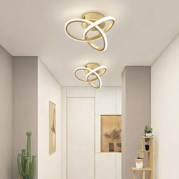 Lustra LED tavan TWO RINGS aurie 48W, echivalent 200W, lustra rotunda aurie moderna