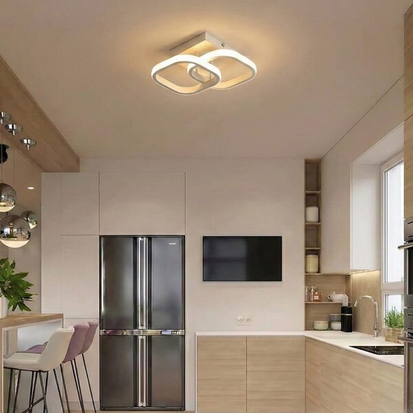 Lustra LED tavan Double Square alba 32W, echivalent 200W, lustra patrata moderna 24cm