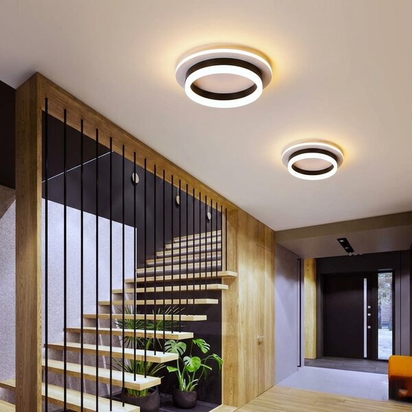 Lustra LED tavan RING neagra 50W, echivalent 200W, lustra rotunda minimalista 20cm