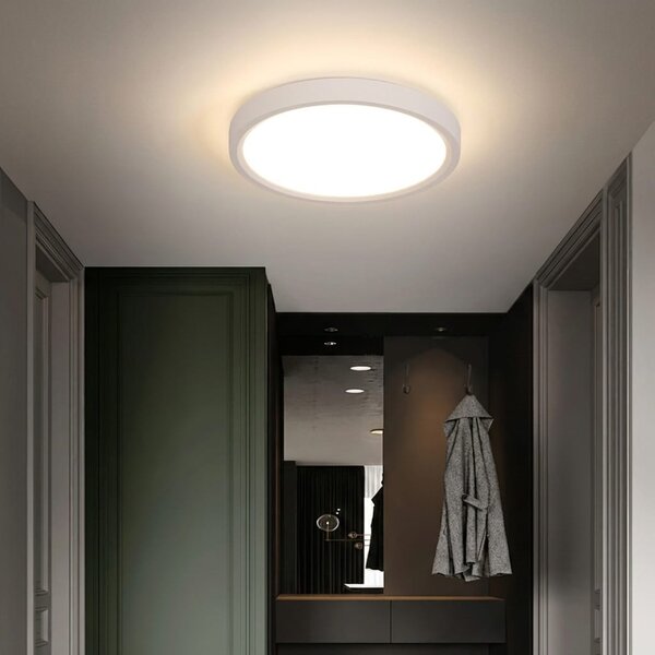 Plafoniera LED rotunda ultra-subtire 30W, alb rece, echivalent 300W, pentru tavan baie si hol