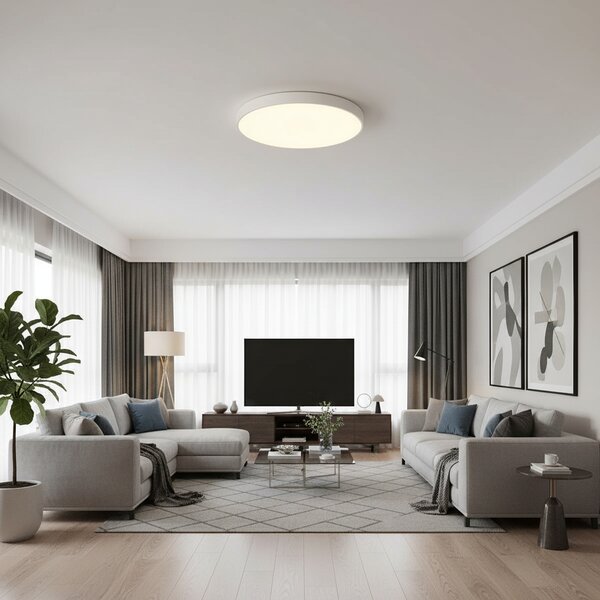 Plafoniera LED rotunda ultra-subtire 30W, alb rece, echivalent 300W, pentru tavan baie si hol