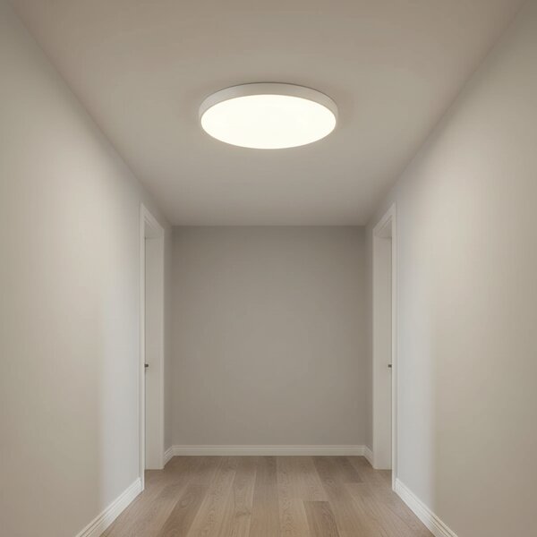Plafoniera LED rotunda ultra-subtire 30W, alb rece, echivalent 300W, pentru tavan baie si hol