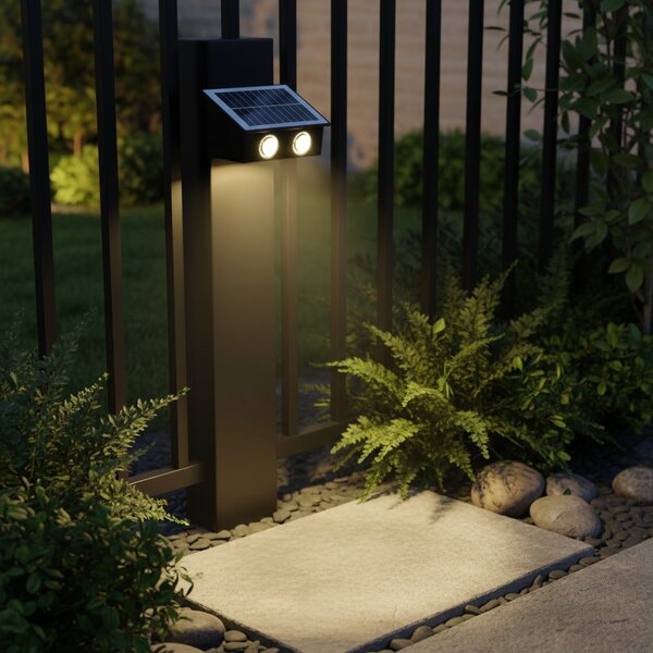 Aplica LED solara exterior 4W, neagra, pentru perete gradina si alei