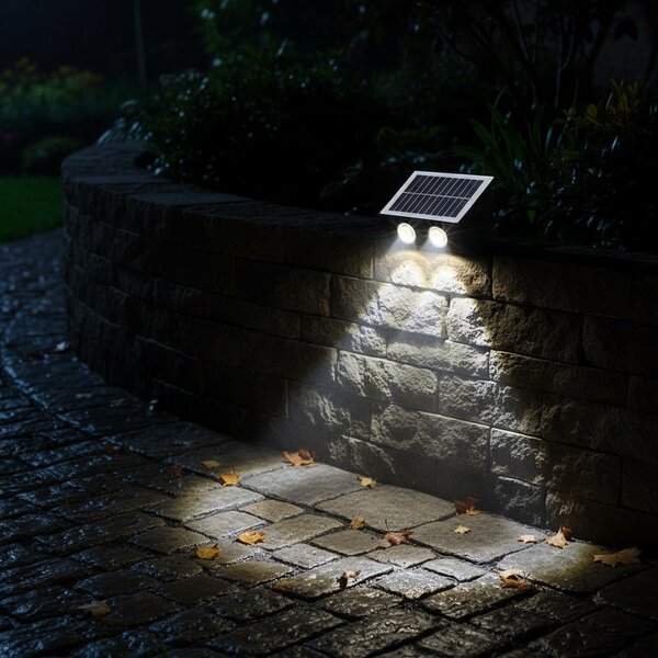 Aplica LED solara exterior 4W, neagra, pentru perete gradina si alei