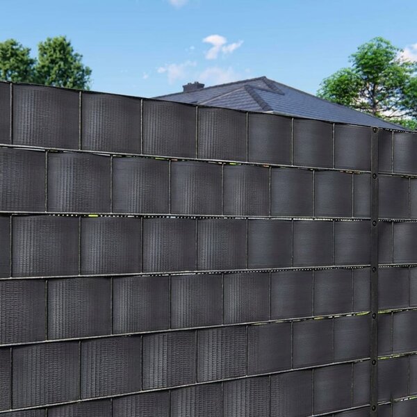 Panou gard intimitate gradina din PVC, 35 x 50 mm, gri antracit, protectie vant si vizibilitate