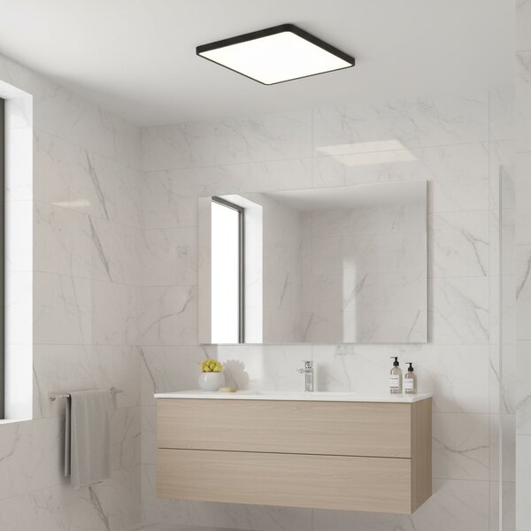 Plafoniera LED Ultra-Slim Patrata, 40W (Echiv. 400W), Negru Mat, Design Modern