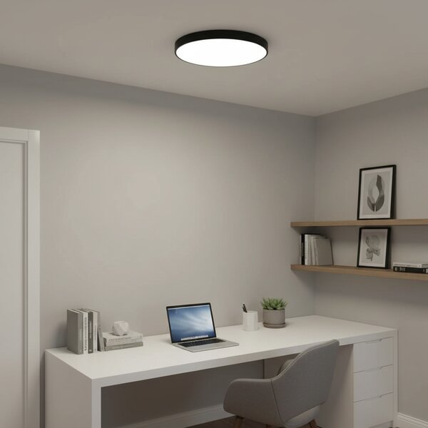 Plafoniera LED Ultra-Slim, 40W, Rotunda, Negru Mat, 400W