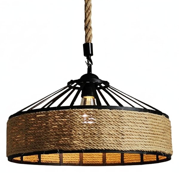 Lustra vintage cu franghie, soclu E27, suspendata, retro pentru living, dining, bar