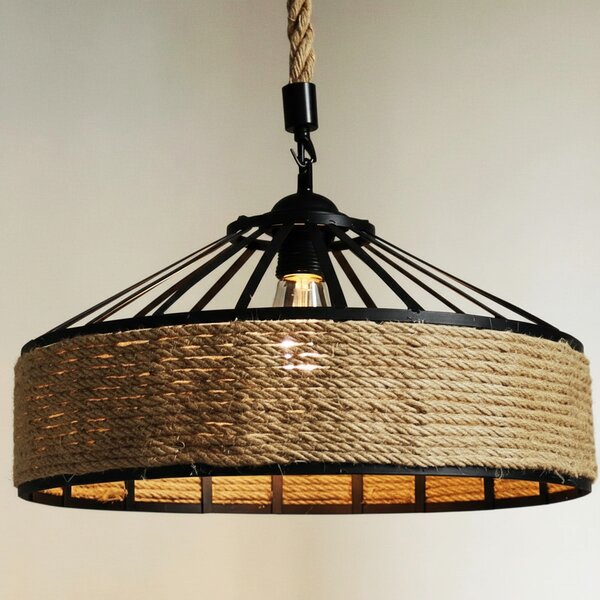 Lustra vintage cu franghie, soclu E27, suspendata, retro pentru living, dining, bar