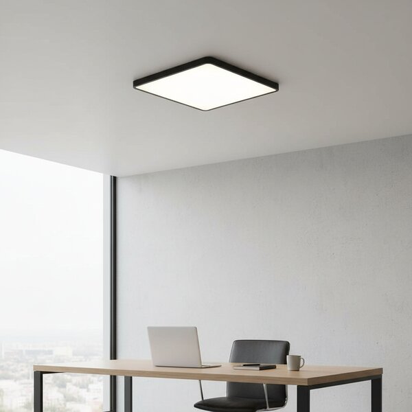 Plafoniera LED Ultra-Slim Patrata, 40W (Echiv. 400W), Negru Mat, Design Modern