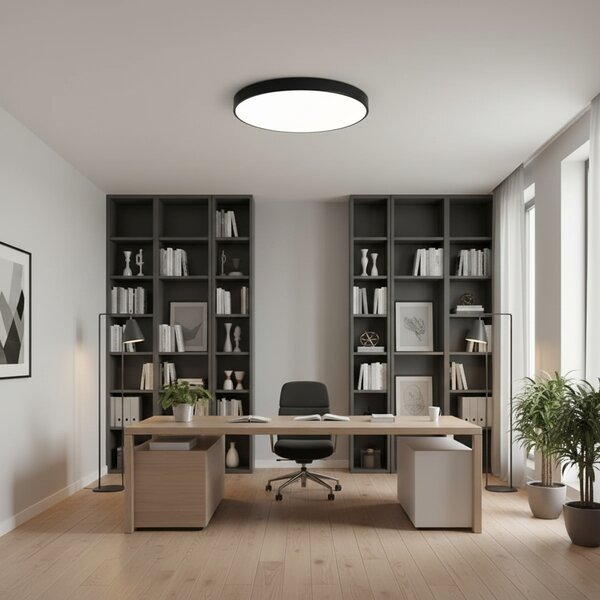 Plafoniera LED Ultra-Slim, 40W, Rotunda, Negru Mat, 400W