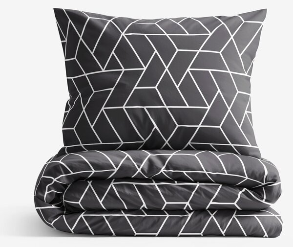 Goldea lenjerie de pat 100% bumbac - mozaic pe fond gri închis 140 x 200 și 50 x 70 cm