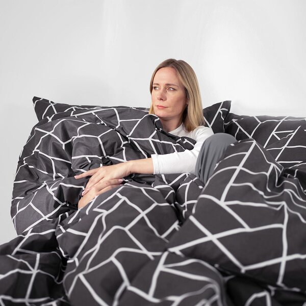 Goldea lenjerie de pat 100% bumbac - mozaic pe fond gri închis 140 x 200 și 50 x 70 cm
